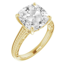 Afbeelding in Gallery-weergave laden, Cushion Diamant ring in 14K Geelgoud – hoofdaanzicht
