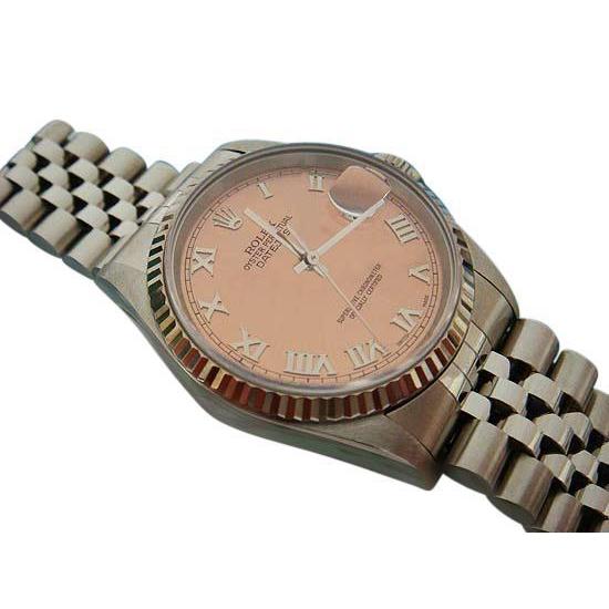 Zalmkleurige Romeinse wijzerplaat Rolex Datejust herenhorloge SNELLE INSTELLING