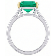 Afbeelding in Gallery-weergave laden, Fijne Smaragd Smaragd Slijpvorm Gekleurde Steen Ring in Bicolor 14K Goud – profielaanzicht
