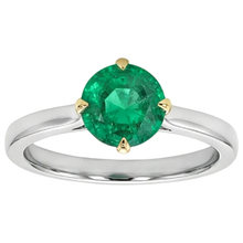 Afbeelding in Gallery-weergave laden, Gekleurde Steen Ring Bicolor 14K Goud met Fijne Smaragd – hoekaanzicht
