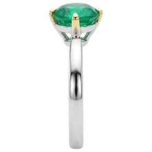 Afbeelding in Gallery-weergave laden, Rond Briljant Fijne Smaragd ring in Bicolor 14K Goud – bovenaanzicht
