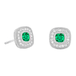 Milgrain Gemstone Earring – Smaragd 1,50 karaat 14 Karaat Witgoud