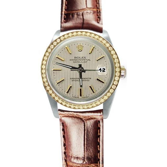 Zeer fijne heren Datumjust Rolex-horloge rand lederen bende roestvrij staal & goud snel ingesteld

