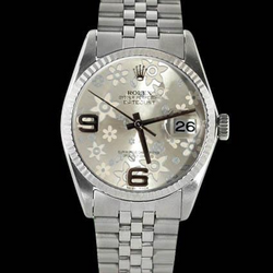 Zeer fijne heren dames Rolex Datumjust horloge bloem wijzerplaat Jubileum roestvrij staal SNELLE INSTELLING