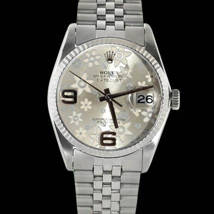 Zeer fijne heren dames Rolex Datumjust horloge bloem wijzerplaat Jubileum roestvrij staal SNELLE INSTELLING
