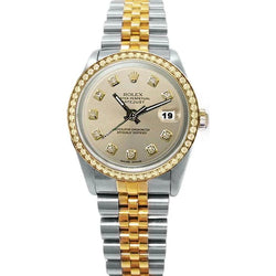 Zeer fijne tweekleurige zilveren diamanten wijzerplaat rand Rolex Datumjust horloge