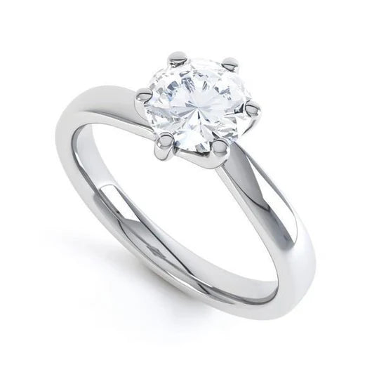 Zes Griffen Set 1,60 Ct Solitaire Ronde Echt Diamanten Trouwring Witgoud