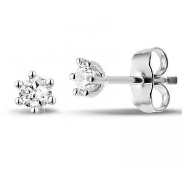 Zes Prong Set 2,50 Ct Ronde Geslepen Echt Diamanten Oorknopjes Wit Goud