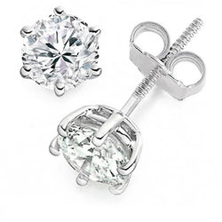 Zes Prong Set Round Cut 4,00 Karaat Natuurlijk Diamanten Oorknopjes Wg 14K