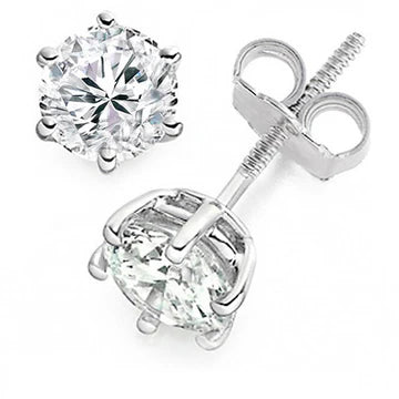 Zes Prong Set Round Cut 4,00 Karaat Natuurlijk Diamanten Oorknopjes Wg 14K