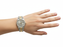 Afbeelding in Gallery-weergave laden, Zilveren diamanten wijzerplaat lunette Rolex Datum herenhorloge Jubileum-armband van roestvrij staal
