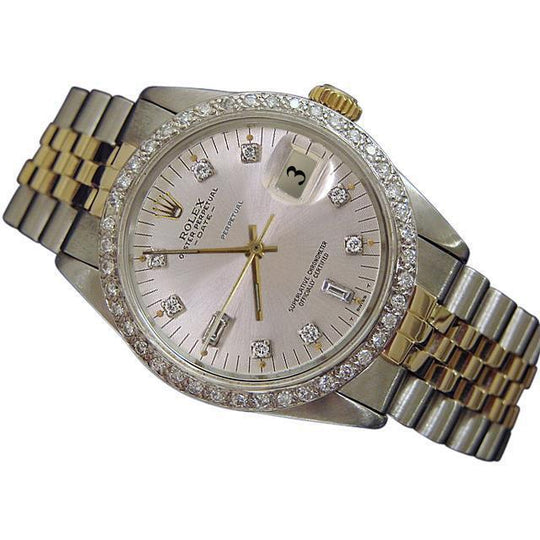 Zilveren diamanten wijzerplaat lunette Rolex Datum herenhorloge Jubileum-armband van roestvrij staal
