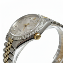 Afbeelding in Gallery-weergave laden, Zilveren diamanten wijzerplaat lunette Rolex Datum herenhorloge Jubileum-armband van roestvrij staal
