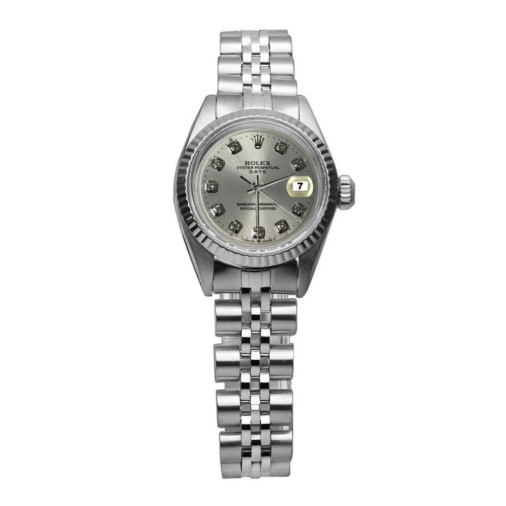 Zilveren diamanten wijzerplaat Rolex