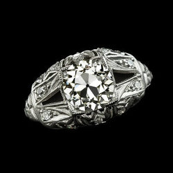 Edwardiaanse Sieraden Vintage Stijl Oud Geslepen Natuurlijke uit de aarde gewonnen Diamanten Ring met Gespleten Schacht