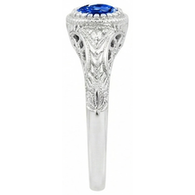 Afbeelding in Gallery-weergave laden, Zoals Edwardiaanse sieraden rond geslepen Sri Lankaanse saffier Natuurlijke echte diamanten ( niet in een laboratorium gekweekt ) gouden ring
