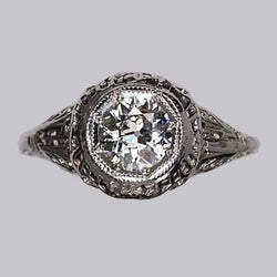 Zoals Edwardiaanse Sieraden Gouden Solitaire Oude Mijnwerker Echt Diamanten Ring