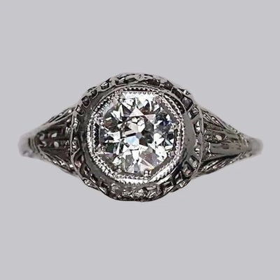 Zoals Edwardiaanse Sieraden Gouden Solitaire Oude Mijnwerker Echt Diamanten Ring
