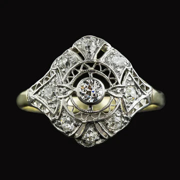 Zoals Edwardiaanse Sieraden Ronde Oude Mijn Geslepen Echt Diamanten Ring In Vintage Stijl