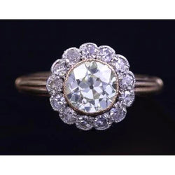 Edwardiaanse Sieraden Verlovingsring Old Mine Cut Vintage Stijl Natuurlijke uit de aarde gewonnen Diamant