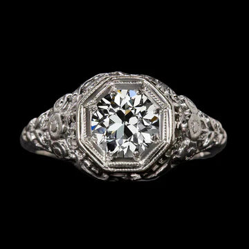 Zoals Edwardiaanse Sieraden Vintage Geslepen Echt Diamanten Solitaire Ring