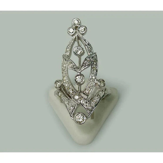 Zoals La Belle Epoque Sieraden Markiezin Vorm Ronde Echt Diamanten Ring