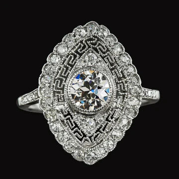 Zoals La Belle Epoque Sieraden Oude Mijn geslepen Echt Diamant Halo Ring Bezel Set