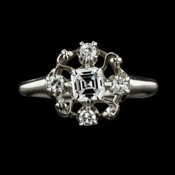 La Belle Epoque Sieraden Trouwring Asscher & Rond Natuurlijke uit de aarde gewonnen Diamant