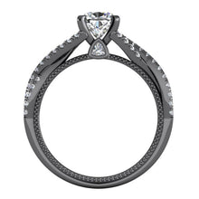 Afbeelding in Gallery-weergave laden, Zwart Gouden Echte Kussen Diamanten Dames Ring Met Accenten
