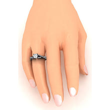Afbeelding in Gallery-weergave laden, Zwart Gouden Echte Kussen Diamanten Dames Ring Met Accenten
