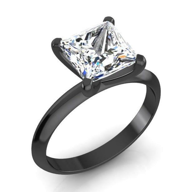 Zwart Gouden Prinses Echt Diamanten Solitaire Ring 2,50 Karaat