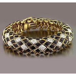 Zwart Geel Gouden Echt Diamanten Herenarmband 4.80 Karaat Sieraden Nieuw