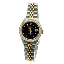 Afbeelding in Gallery-weergave laden, Zwarte Stok-wijzerplaat Datumjust Dames Rolex-horloge tweekleurig jubileum

