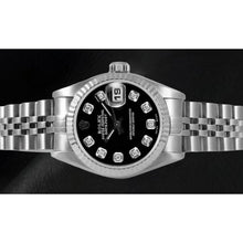 Afbeelding in Gallery-weergave laden, Zwarte diamanten wijzerplaat Jubilee armband Rolex horloge van roestvrij staal
