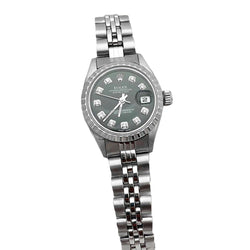 Zwarte diamanten wijzerplaat Rolex Datumjust roestvrij staal dames Datumjust horloge