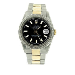 Zwarte stok wijzerplaat roestvrij staal & Gouden Heren oester Rolex datumjust Horloge SNELLE INSTELLING