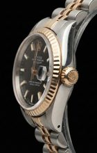 Afbeelding in Gallery-weergave laden, Zwarte wijzerplaat Rolex Datumjust 26 mm tweekleurig dameshorloge
