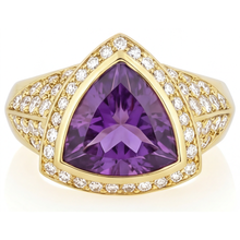 Afbeelding in Gallery-weergave laden, Amethist Gekleurde Steen Ring 8-karaat 14K Geelgoud – hoofdaanzicht
