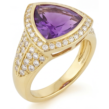 Afbeelding in Gallery-weergave laden, Amethist Gekleurde Steen Ring 8 karaat 14K Geelgoud – vooraanzicht
