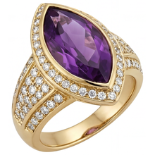 Afbeelding in Gallery-weergave laden, Sieraadsteen Ring 14K Geelgoud met Amethist – zijaanzicht
