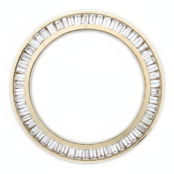 Baguette diamanten horlogelunette 1,5 karaat 28 mm geschikt voor Rolex Datejust echt natuurlijk 14-karaats geelgoud kanaalzetting