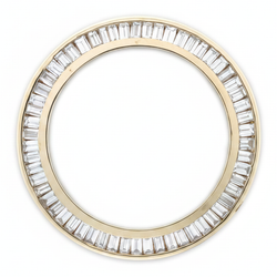 Baguette diamant horlogelunette 2,5 karaat 28 mm passend voor Rolex Datejust echt natuurlijk 14K geelgoud railzetting