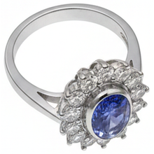 Afbeelding in Gallery-weergave laden, bezel set tanzaniet ovale Natuurlijke echte diamant ( niet in het laboratorium gekweekt ) 3.30 karaats ring wit goud
