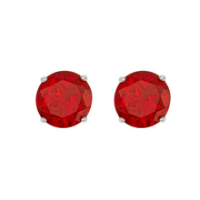 Afbeelding in Gallery-weergave laden, Birmese Robijn Rond Briljant Gemstone Earring in 14K Witgoud – vooraanzicht
