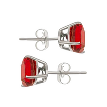 Afbeelding in Gallery-weergave laden, Birmese Robijn Rond Briljant Gemstone Earring in 14K Witgoud – zijaanzicht
