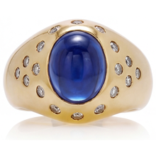 Afbeelding in Gallery-weergave laden, Blauwe Saffier Edelsteen Ring 5-karaat 14K Geelgoud – hoofdaanzicht

