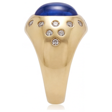 Afbeelding in Gallery-weergave laden, Designer Blauwe Saffier Edelsteen Ring 5 karaat – zijaanzicht
