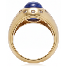 Afbeelding in Gallery-weergave laden, Edelsteen Ring 14K Geelgoud met Blauwe Saffier – hoekaanzicht
