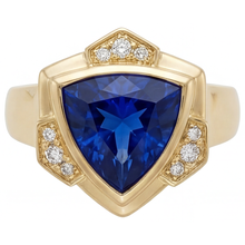 Afbeelding in Gallery-weergave laden, Blauwe Saffier Fijne Sieraden 5,5 karaat 14 Karaat Geelgoud – hoofdaanzicht

