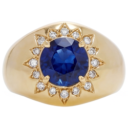 Gekleurde Steen Ring 14 Karaat Geelgoud met Blauwe Saffier